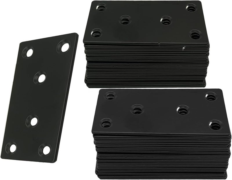 XHMAXE 35-Pack Mending Plates for Wood, 2.36” 304 Stainless Steel Straight Mending Joining Plates, Heavy Duty Metal Brackets for Brace, Wood Furniture Fence Bookcase- Black - Image 1